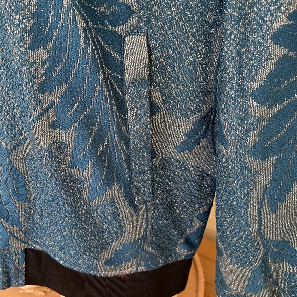 Barabas Bomber Jacket - Super Sparkly - Teal & Silver - Size 2XL - Picture 6 of 9